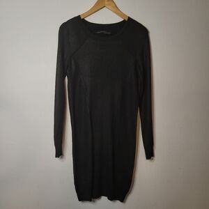 All Saints Stretch Knitted Ribbed Raglan Sleeve Solid Sweater Dress Black Size 6